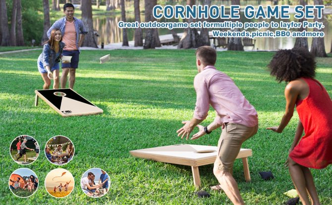 Solid Wood Premium Cornhole Set - 3 Feet x 2 Feet Game Boards, Includes Set of 8 Corn Hole Toss Bags - Image 6