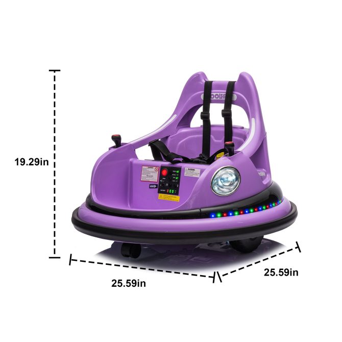 12V ride on bumper car for kids,electric car for kids,1.5-5 Years Old,W/Remote Control, LED Lights, Bluetooth & 360 Degree Spin, Vehicle body with anti-collision padding
Five-point Safety Belt,2wd - Image 2