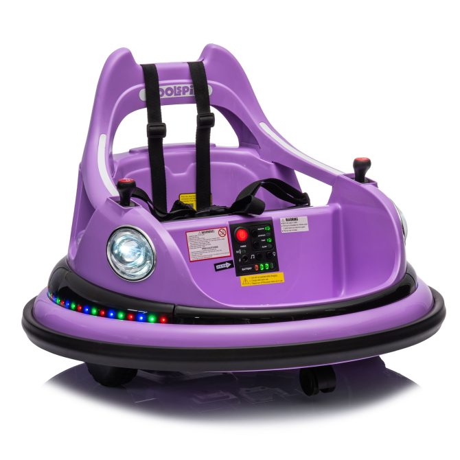 12V ride on bumper car for kids,electric car for kids,1.5-5 Years Old,W/Remote Control, LED Lights, Bluetooth & 360 Degree Spin, Vehicle body with anti-collision padding
Five-point Safety Belt,2wd - Image 3
