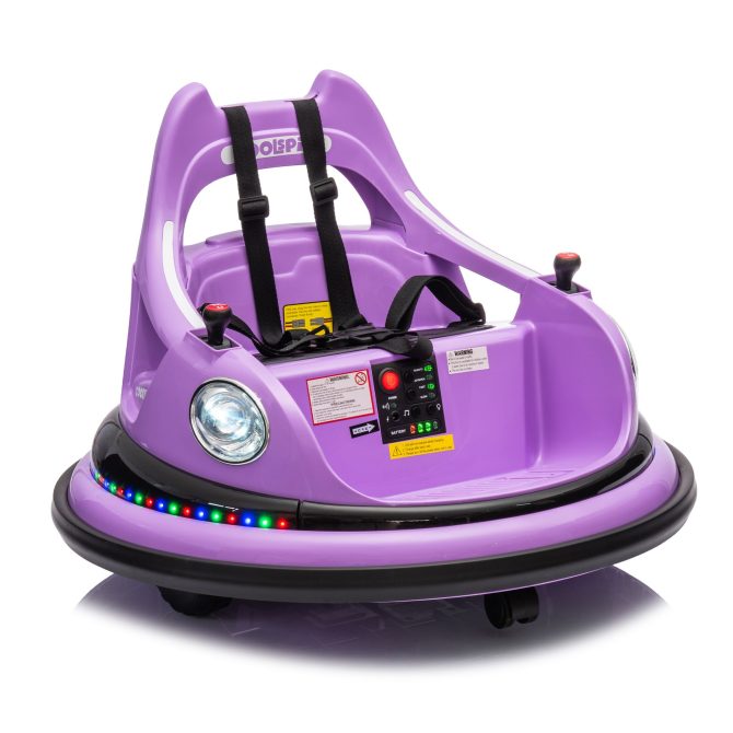12V ride on bumper car for kids,electric car for kids,1.5-5 Years Old,W/Remote Control, LED Lights, Bluetooth & 360 Degree Spin, Vehicle body with anti-collision padding
Five-point Safety Belt,2wd - Image 4