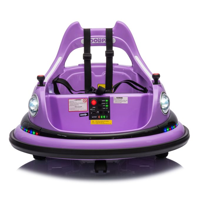 12V ride on bumper car for kids,electric car for kids,1.5-5 Years Old,W/Remote Control, LED Lights, Bluetooth & 360 Degree Spin, Vehicle body with anti-collision padding
Five-point Safety Belt,2wd - Image 5