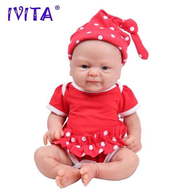 IVITA 14inch 1.65kg Full Body Silicone Bebe Reborn Doll Soft Lifelike Baby DIY Blank Toys Realistic Girl Baby Dolls for Children