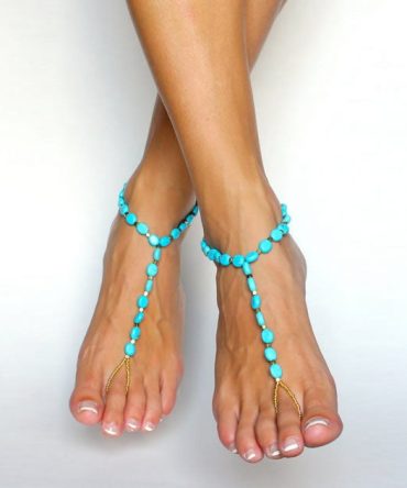 Barefoot Beauty Turquoise Anklet Set