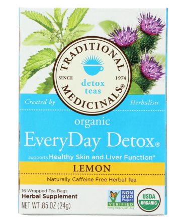 Traditional Medicinals Lemon Everyday Detox Herbal Tea - 16 Tea Bags - Case Of 6
