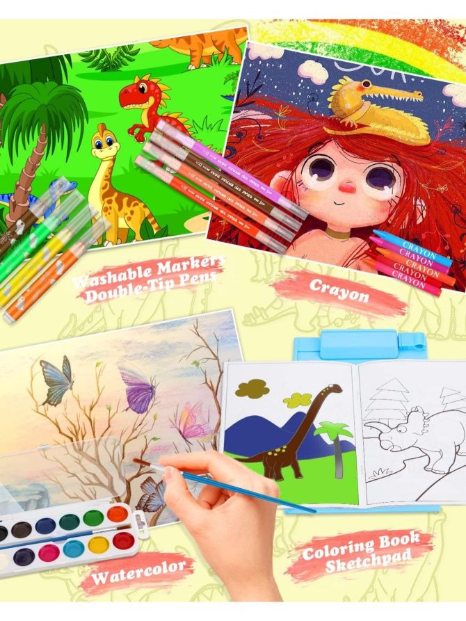 Dinosaur Art Box-Dinosaur art kits are included in this portable, high-quality box. The nice and fun cover attracts kids and inspires them to get their hands dirty. Every child is a little artist! - Image 2
