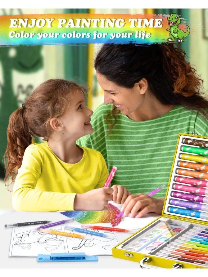 Dinosaur Art Box-Dinosaur art kits are included in this portable, high-quality box. The nice and fun cover attracts kids and inspires them to get their hands dirty. Every child is a little artist! - Image 4