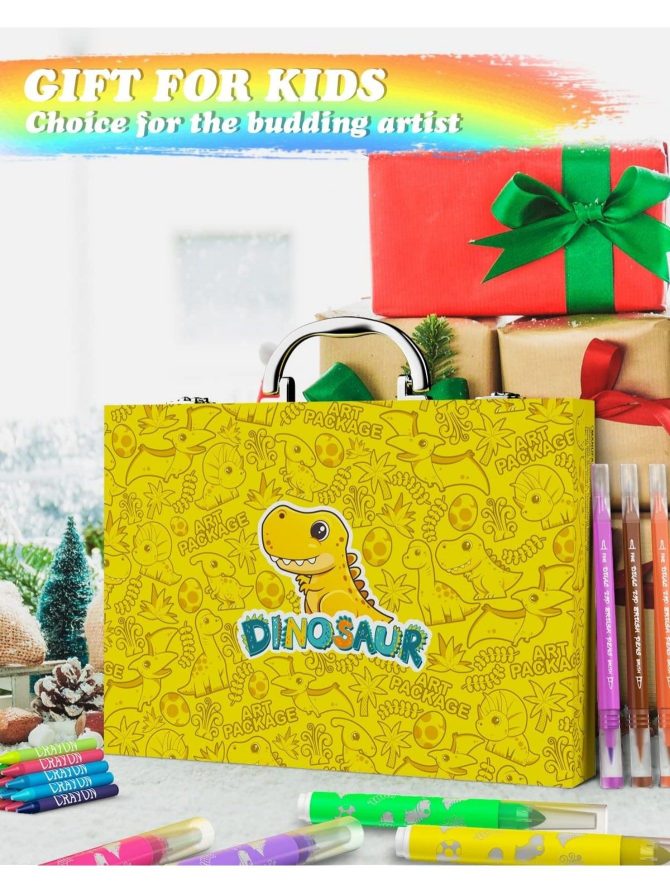 Dinosaur Art Box-Dinosaur art kits are included in this portable, high-quality box. The nice and fun cover attracts kids and inspires them to get their hands dirty. Every child is a little artist! - Image 7