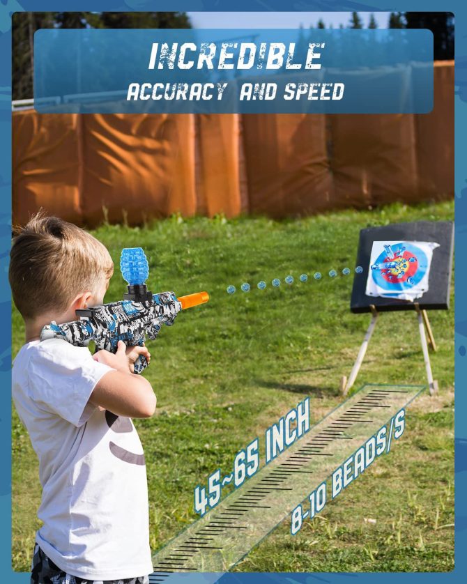 Electric Gel Ball Blaster, High-Speed Gelfire Blaster for Orbeez with 30000 Gel Rounds and Eyewear, Splatter Ball Toys for Outdoor Shooting Game Party Gift Ages 14 & Up, Red Sentinel - Image 6