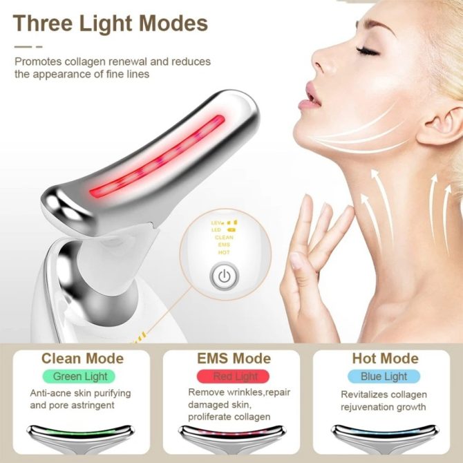 Face Massager Anti-Wrinkle Face Device 3 Modes 45°C Neck Lifting Massagers LED High Frequency Beauty Instrumen EMS Face Massage for Women - Image 3