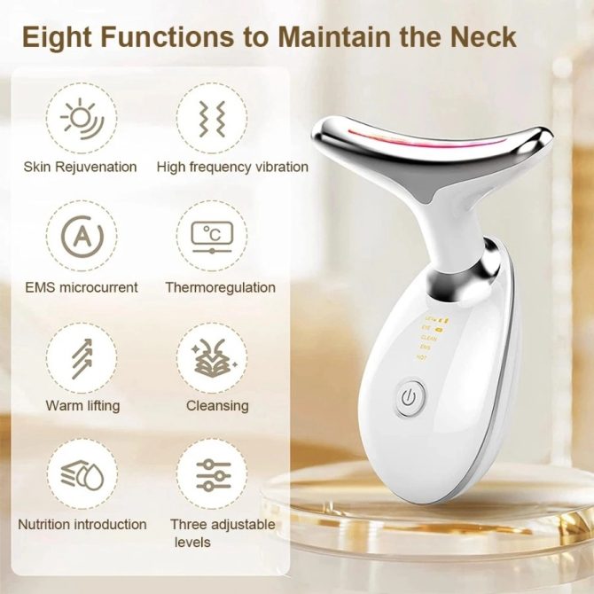 Face Massager Anti-Wrinkle Face Device 3 Modes 45°C Neck Lifting Massagers LED High Frequency Beauty Instrumen EMS Face Massage for Women - Image 4