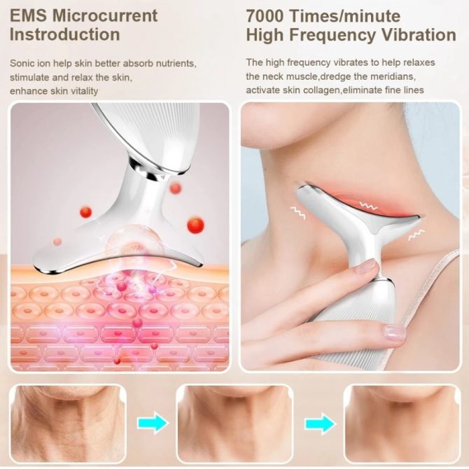 Face Massager Anti-Wrinkle Face Device 3 Modes 45°C Neck Lifting Massagers LED High Frequency Beauty Instrumen EMS Face Massage for Women - Image 6