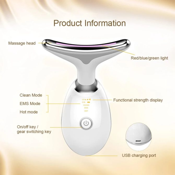 Face Massager Anti-Wrinkle Face Device 3 Modes 45°C Neck Lifting Massagers LED High Frequency Beauty Instrumen EMS Face Massage for Women - Image 7