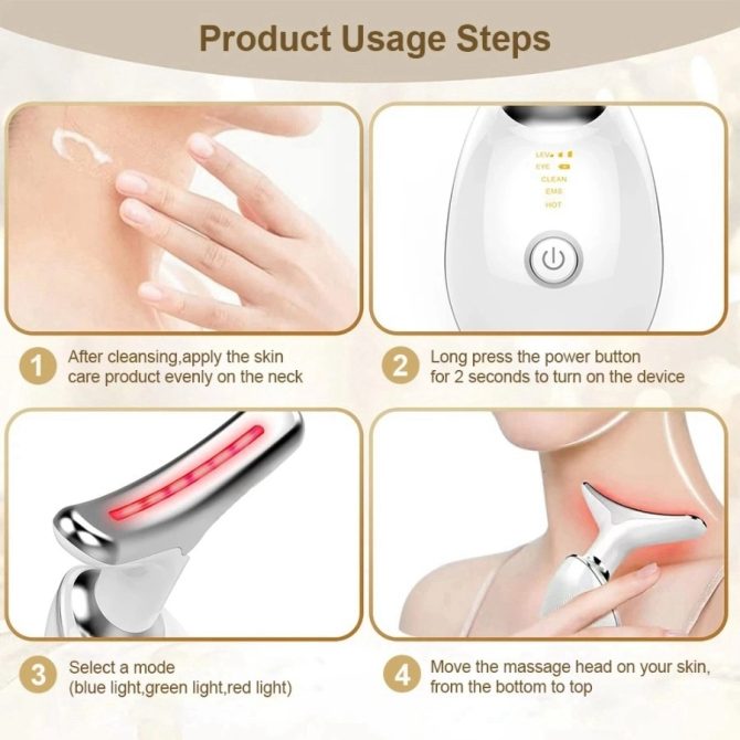 Face Massager Anti-Wrinkle Face Device 3 Modes 45°C Neck Lifting Massagers LED High Frequency Beauty Instrumen EMS Face Massage for Women - Image 8