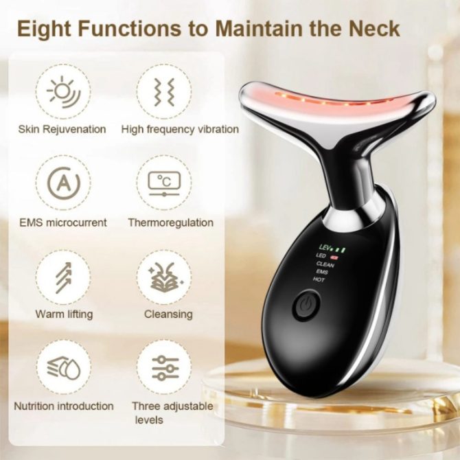 Face Massager Anti-Wrinkle Face Device 3 Modes 45°C Neck Lifting Massagers LED High Frequency Beauty Instrumen EMS Face Massage for Women - Image 12