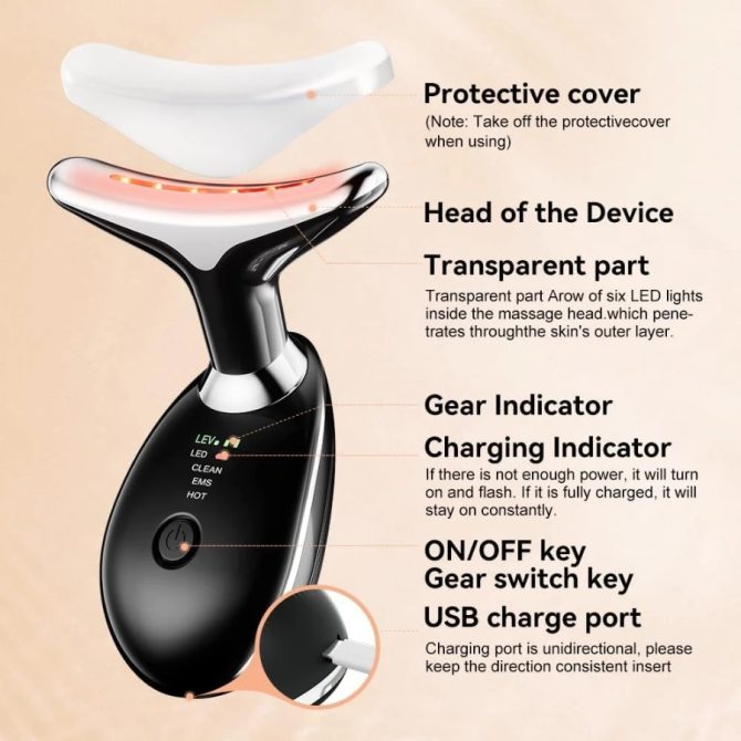 Face Massager Anti-Wrinkle Face Device 3 Modes 45°C Neck Lifting Massagers LED High Frequency Beauty Instrumen EMS Face Massage for Women - Image 16