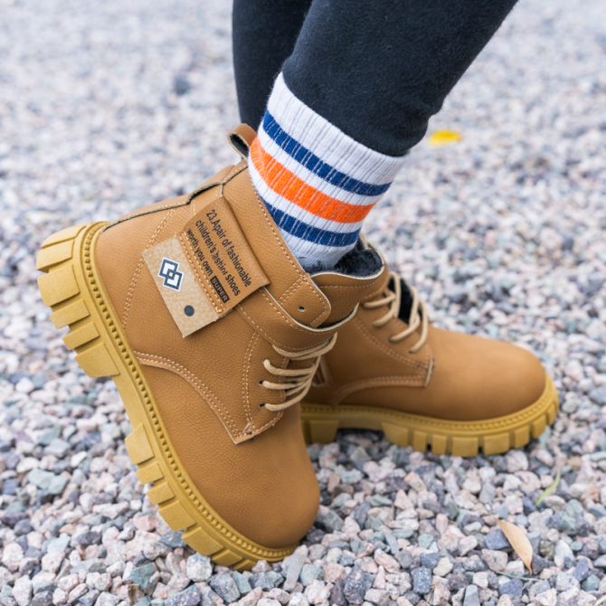1 Pair Kids Mid-Calf Boots -Street Fashion Style, Faux Leather Upper, Fleece-Lined Warm, Non-Slip Rubber Sole, Zipper Closure, Round Toe, for Boys & Girls, Ages 14 and Under, Outdoor Activities - Image 32