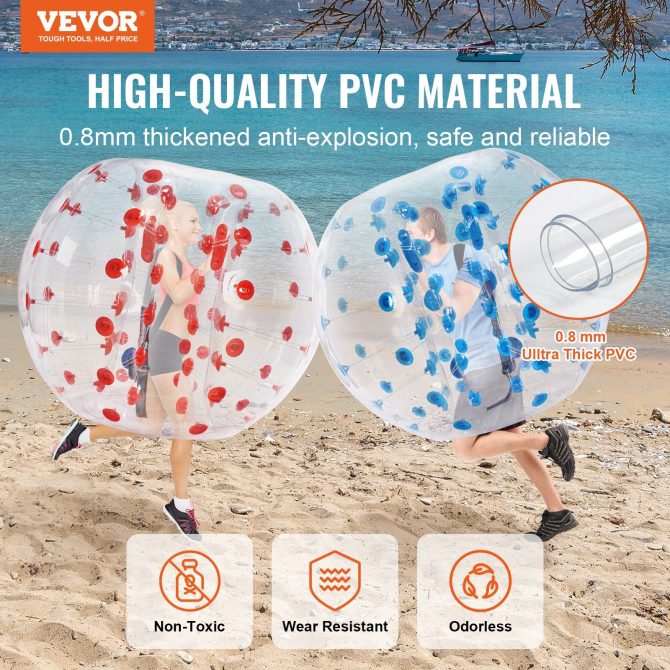 VEVOR Inflatable Bumper Balls 2-Pack, 5FT/1.5M Body Sumo Zorb Balls for Teen & Adult, 0.8mm Thick PVC Human Hamster Bubble Balls for Outdoor Team Gaming Play, Bumper Bopper Toys for Garden, Yard, Park - Image 2