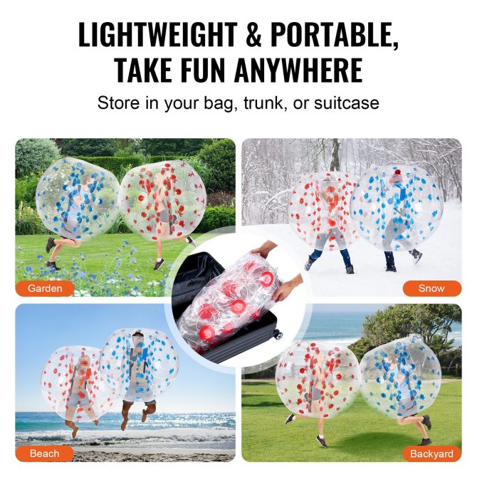 VEVOR Inflatable Bumper Balls 2-Pack, 5FT/1.5M Body Sumo Zorb Balls for Teen & Adult, 0.8mm Thick PVC Human Hamster Bubble Balls for Outdoor Team Gaming Play, Bumper Bopper Toys for Garden, Yard, Park - Image 6
