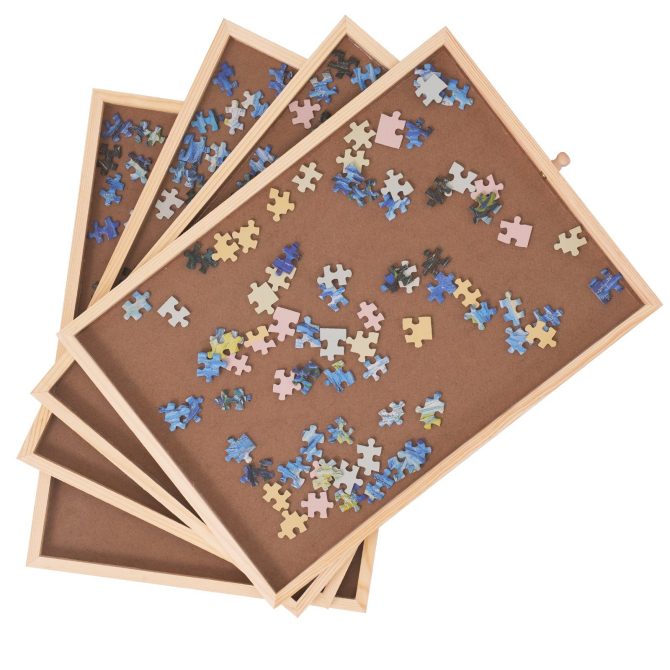 VEVOR 1500 Piece Puzzle Table with Folding Legs, 4 Drawers and Cover, 32.7"x24.6" Wooden Jigsaw Puzzle Plateau, Adjustable 3-Tilting-Angle Puzzle Board, Puzzle Storage System for Adults, Gift for Mom - Image 11
