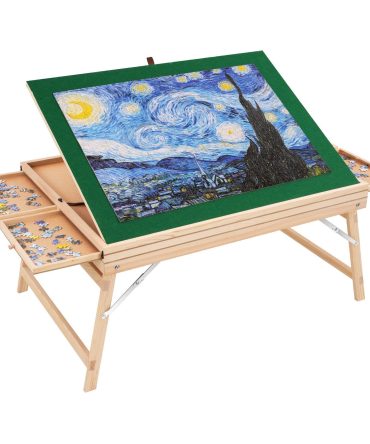 VEVOR 1500 Piece Puzzle Table with Folding Legs, 4 Drawers and Cover, 32.7"x24.6" Wooden Jigsaw Puzzle Plateau, Adjustable 3-Tilting-Angle Puzzle Board, Puzzle Storage System for Adults, Gift for Mom