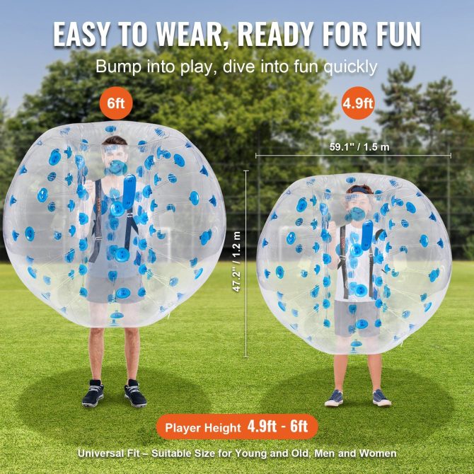VEVOR Inflatable Bumper Ball 1-Pack, 5FT/1.5M Body Sumo Zorb Balls for Teen & Adult, 0.8mm Thick PVC Human Hamster Bubble Balls for Outdoor Team Gaming Play, Bumper Bopper Toys for Garden, Yard, Park - Image 3
