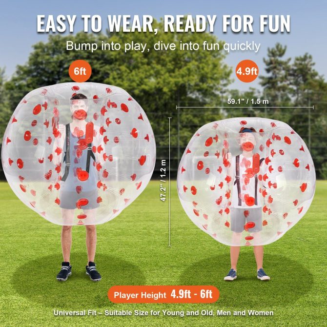 VEVOR Inflatable Bumper Ball 1-Pack, 5FT/1.5M Body Sumo Zorb Balls for Teen & Adult, 0.8mm Thick PVC Human Hamster Bubble Balls for Outdoor Team Gaming Play, Bumper Bopper Toys for Garden, Yard, Park - Image 3