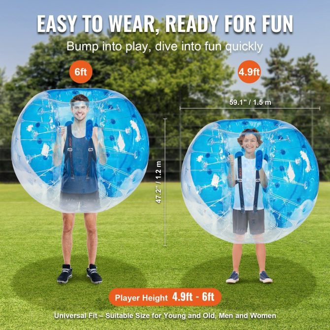 VEVOR Inflatable Bumper Ball 1-Pack, 5FT/1.5M Body Sumo Zorb Balls for Teen & Adult, 0.8mm Thick PVC Human Hamster Bubble Balls for Outdoor Team Gaming Play, Bumper Bopper Toys for Garden, Yard, Park - Image 3
