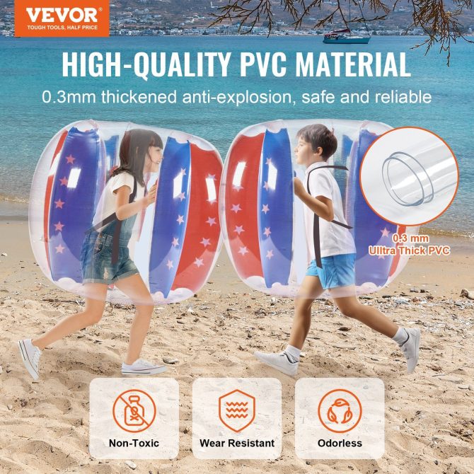 VEVOR Inflatable Bumper Balls 2-Pack 4FT/1.2M PVC Sumo Zorb Balls for Kid & Teen - Image 2