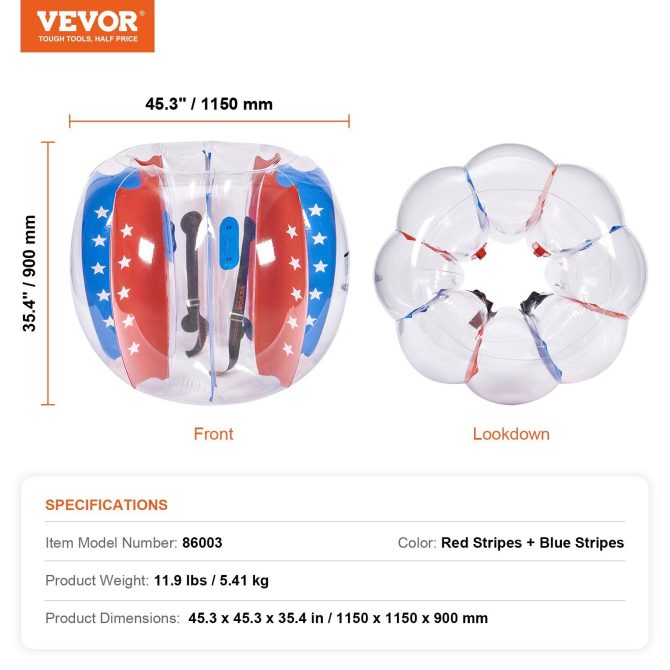 VEVOR Inflatable Bumper Balls 2-Pack 4FT/1.2M PVC Sumo Zorb Balls for Kid & Teen - Image 7