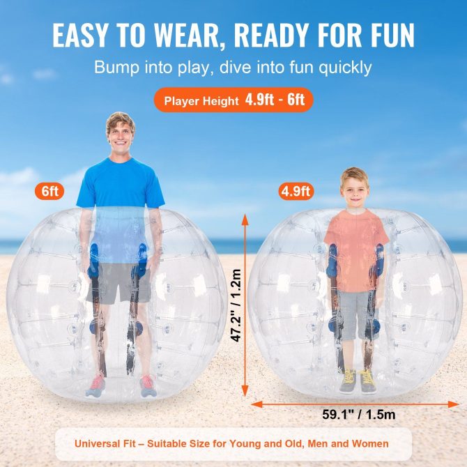 VEVOR Inflatable Bumper Ball 1-Pack, 5FT/1.5M Body Sumo Zorb Balls for Teen & Adult, 0.8mm Thick PVC Human Hamster Bubble Balls for Outdoor Team Gaming Play, Bumper Bopper Toys for Garden, Yard, Park - Image 3