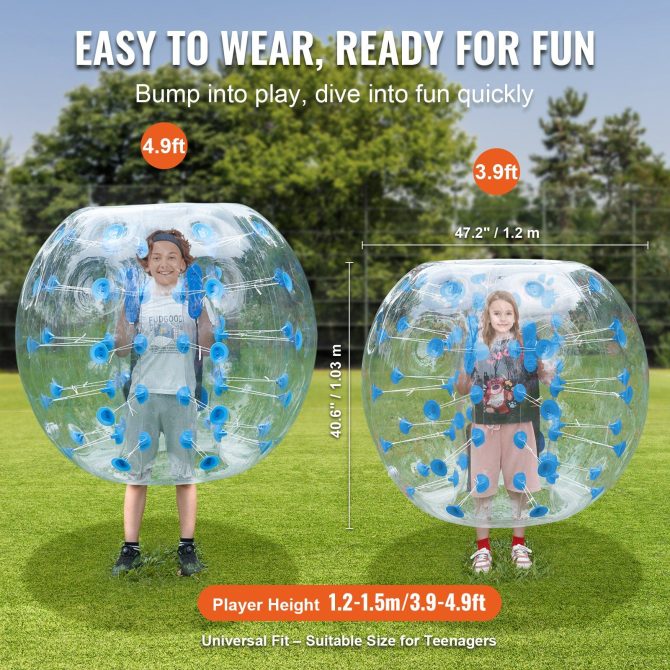 VEVOR Inflatable Bumper Ball 1-Pack, 4FT/1.2M Body Sumo Zorb Balls for Teen, 0.8mm Thick PVC Human Hamster Bubble Balls for Outdoor Team Gaming Play, Bumper Bopper Toys for Garden, Yard, Park - Image 3