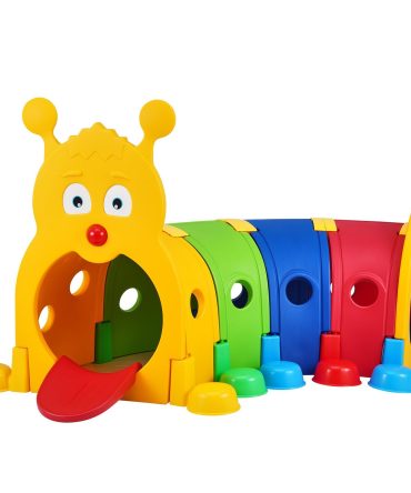 VEVOR Caterpillar Tunnel for Kids, Outdoor Indoor Climb and Crawl Through, Play Equipment for Toddler,Boys,Girls,Baby 3-6, 4 Sections, for Daycare, Preschool, Playground, Multicolor
