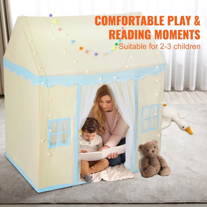 VEVOR Kids Play Tent, Kids Tent for Kids 1-5 Years Old, Toddler Tent with Mat and Tent Lamp, Tent for Kids with Windows for Indoor and Outdoor, Play House Castle Tent for Boys and Girls, Beige - Image 6