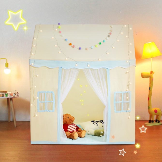 VEVOR Kids Play Tent, Kids Tent for Kids 1-5 Years Old, Toddler Tent with Mat and Tent Lamp, Tent for Kids with Windows for Indoor and Outdoor, Play House Castle Tent for Boys and Girls, Beige - Image 8