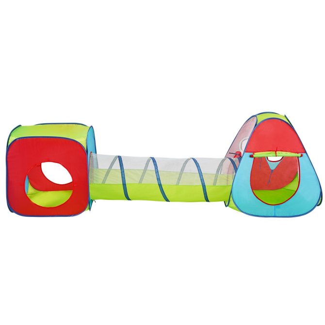 VEVOR 3 in 1 Kids Play Tent with Tunnel for Boys, Girls, Babies and Toddlers, Indoor/Outdoor Pop Up Playhouse with Carrying Bag & Banding Straps as Birthday Gifts, Red/Yellow/Blue Multicolor - Image 11