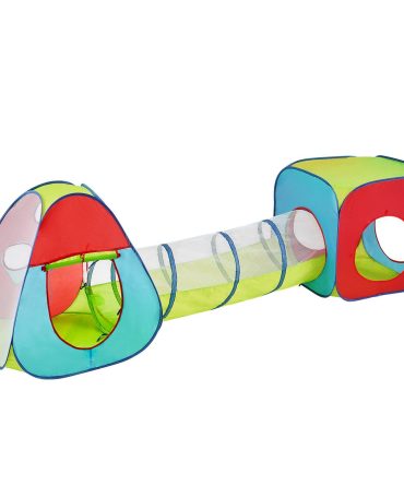 VEVOR 3 in 1 Kids Play Tent with Tunnel for Boys, Girls, Babies and Toddlers, Indoor/Outdoor Pop Up Playhouse with Carrying Bag & Banding Straps as Birthday Gifts, Red/Yellow/Blue Multicolor
