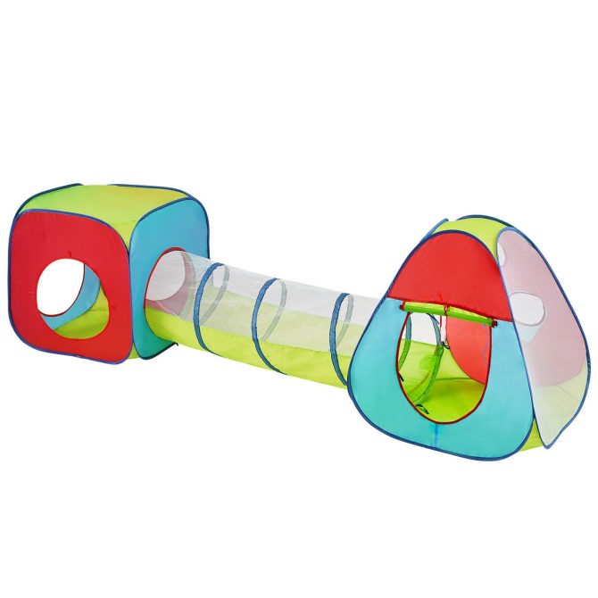 VEVOR 3 in 1 Kids Play Tent with Tunnel for Boys, Girls, Babies and Toddlers, Indoor/Outdoor Pop Up Playhouse with Carrying Bag & Banding Straps as Birthday Gifts, Red/Yellow/Blue Multicolor - Image 10