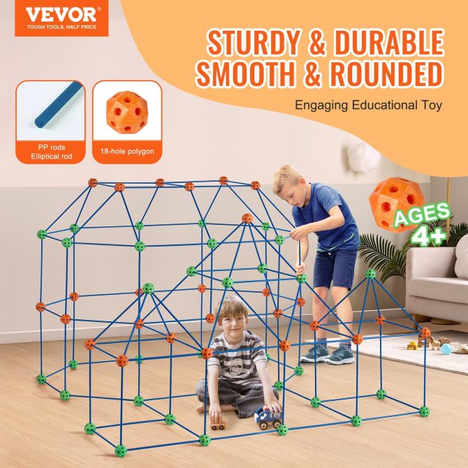 VEVOR Tent Fort Building Kit for Kids STEM Construction Toy Set Castle 180PCS - Image 2