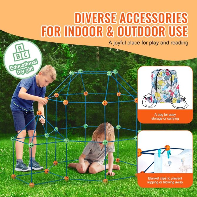 VEVOR Tent Fort Building Kit for Kids STEM Construction Toy Set Castle 180PCS - Image 5