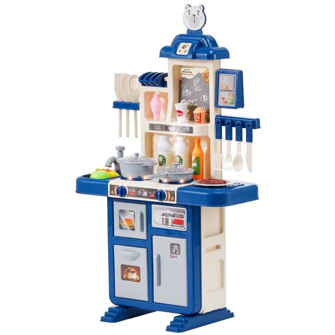 VEVOR Kitchen Playset Kids Pretend Cooking Play Toy 48 Piece Accessories Blue - Image 7