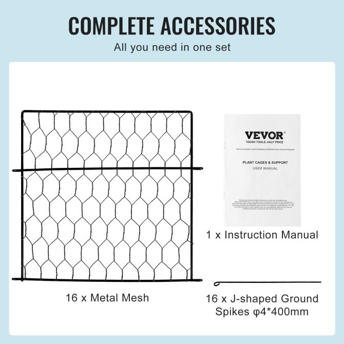 VEVOR 4 Pack Plant Protectors from Animals, 13.4'' x 13.4'' Chicken Wire Plant Protector, Plant Cages for Outdoor Plants, Flowers & Vegetables, Keeps Bunny Chicken Squirrels Out, 16pcs Metal Mesh - Image 5
