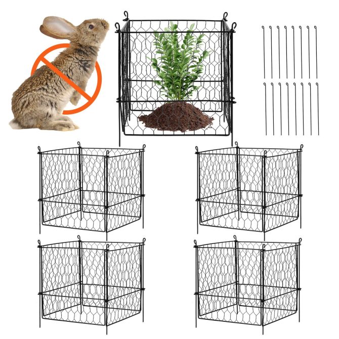 VEVOR 4 Pack Plant Protectors from Animals, 13.4'' x 13.4'' Chicken Wire Plant Protector, Plant Cages for Outdoor Plants, Flowers & Vegetables, Keeps Bunny Chicken Squirrels Out, 16pcs Metal Mesh - Image 9