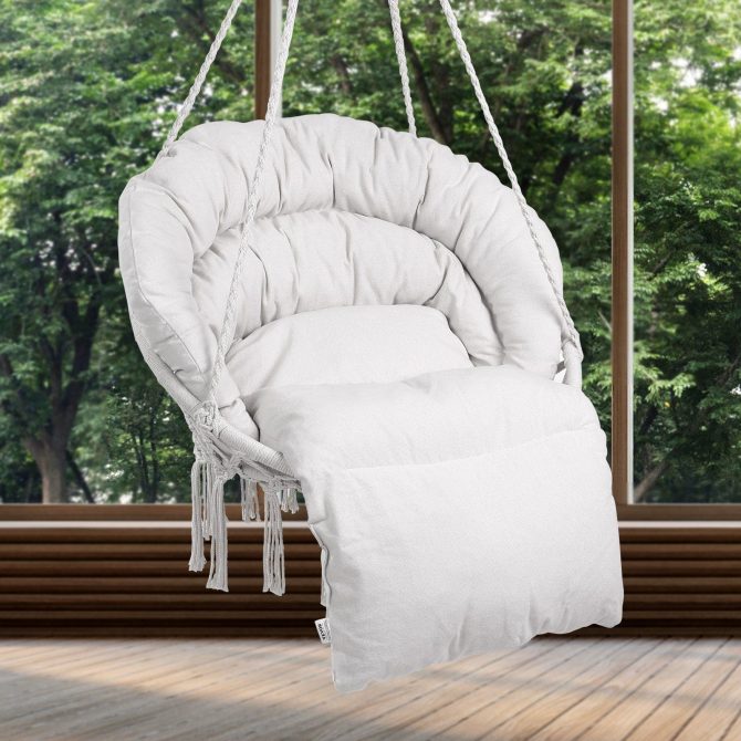 VEVOR Hammock Swinging Chair Macramé Hanging Chair with Cushion Indoor & Outdoor - Image 8