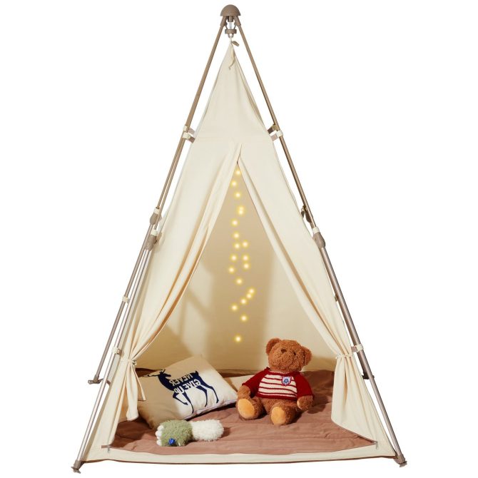 VEVOR Kids Play Tent, Teepee Tent for Kids 1-5 Years Old, Tent for Kids with Windows for Indoor and Outdoor, Foldable Toddler Tent with Mat and Carrying Bag, Kids Tent for Boys and Girls, Beige - Image 9