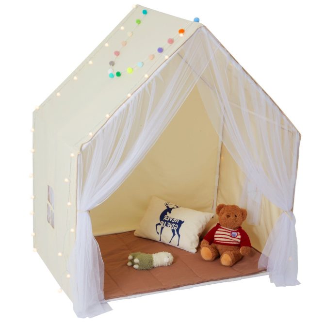 VEVOR Kids Play Tent, Kids Tent for Kids 1-5 Years Old, Toddler Tent with Mat and Tent Lamp, Tent for Kids with Windows for Indoor and Outdoor, Yurt Tent for Boys and Girls, Beige - Image 11