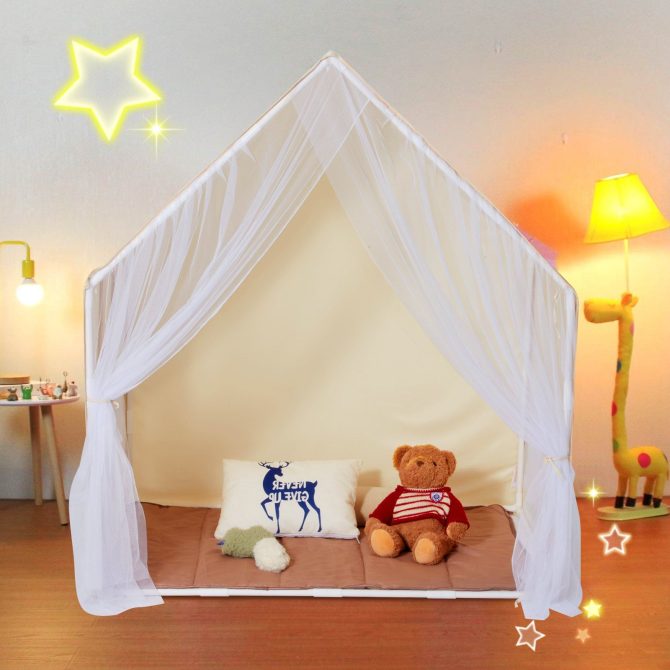 VEVOR Kids Play Tent, Kids Tent for Kids 1-5 Years Old, Toddler Tent with Mat and Tent Lamp, Tent for Kids with Windows for Indoor and Outdoor, Yurt Tent for Boys and Girls, Beige - Image 8