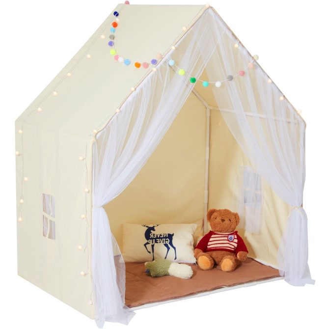 VEVOR Kids Play Tent, Kids Tent for Kids 1-5 Years Old, Toddler Tent with Mat and Tent Lamp, Tent for Kids with Windows for Indoor and Outdoor, Yurt Tent for Boys and Girls, Beige - Image 10