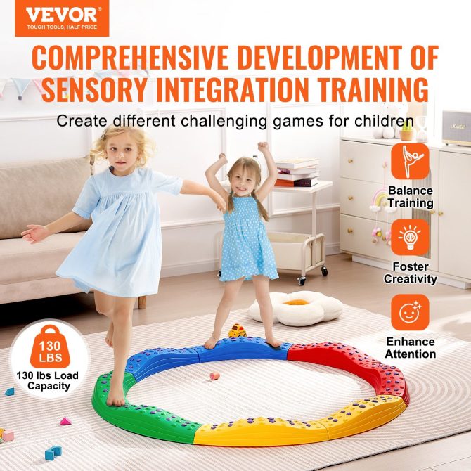 VEVOR Kids Balance Beam Stepping Stones Gymnastics Children Balance Board 8 PCS - Image 2