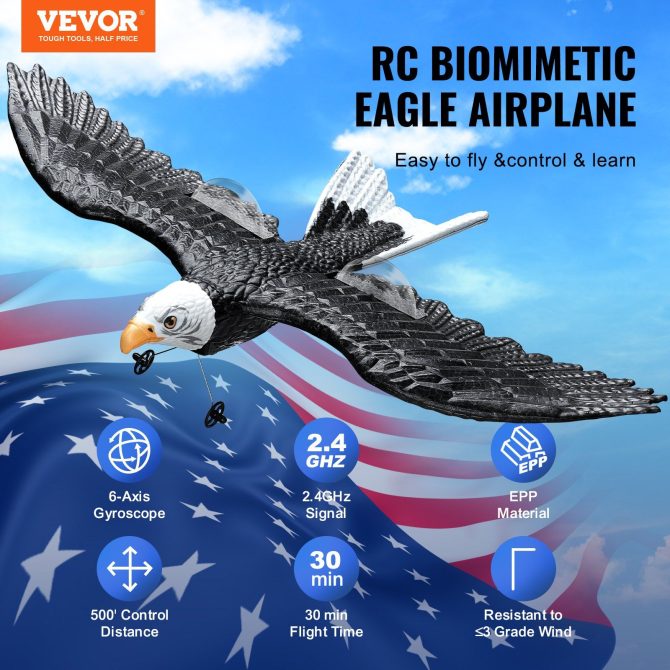 VEVOR RC Airplane Biomimetic Eagle EPP Foam RC Plane Toy 2.4 GHz Remote Control - Image 2