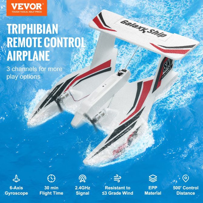 VEVOR RC Airplane Amphibious EPP Foam RC Plane Toy with 2.4 GHz Remote Control - Image 2